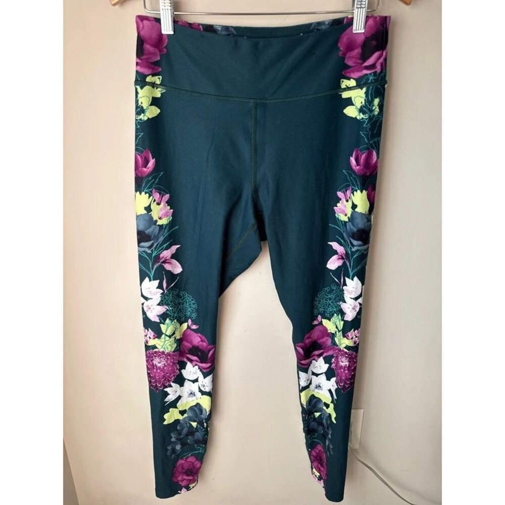 Fila Floral High Rise Leggings Dark Teal Large